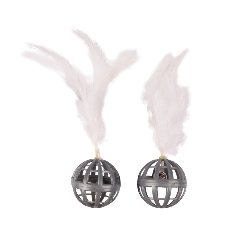 Flamingo Balles Ajourees Avec Grelot Et Plumes Jouet Pour Chat