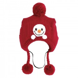 Wouapy | Bonnet pour chien de Noël ou pour l'hiver | Rouge avec pompons