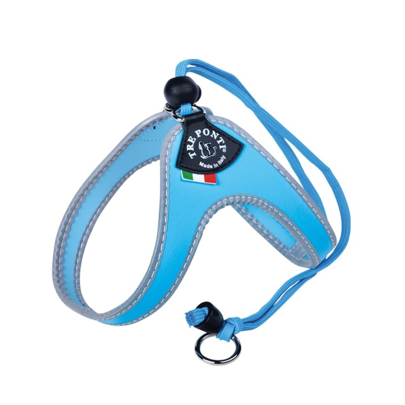 Tre Ponti Classico | Harnais pour petit chien et chat confortable avec  cordon ajustable | Bleu