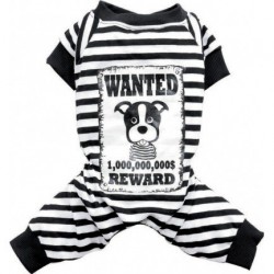 Doggy Dolly | Pyjama Wanted rayé noir et blanc pour petit chien