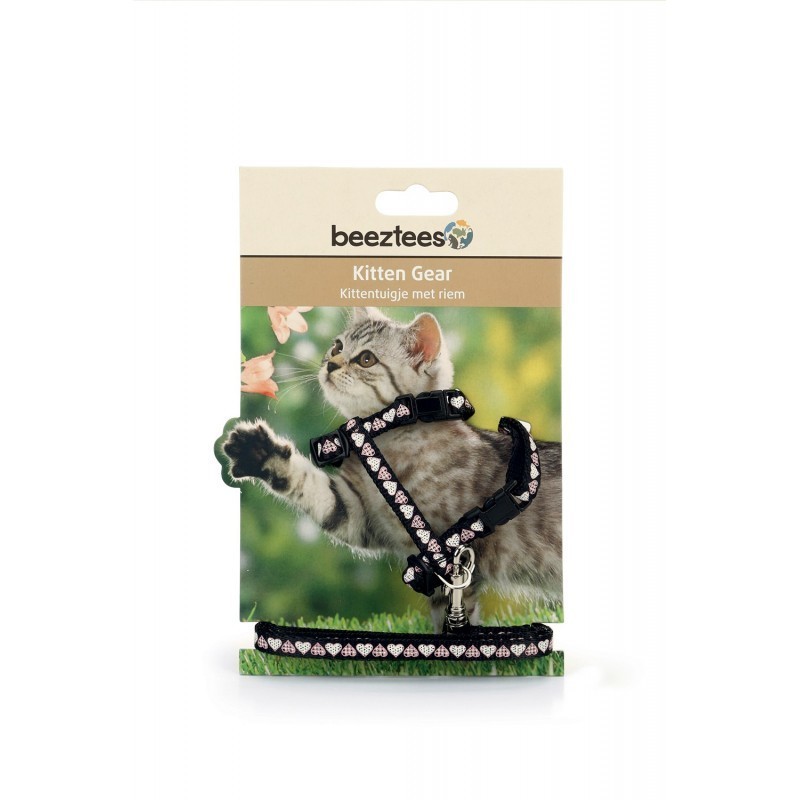 Beetzees Harnais Pour Chaton Avec Laisse Motifs Cœurs Beetzees Harnais Pour Chaton Avec Laisse Motifs Cœurs