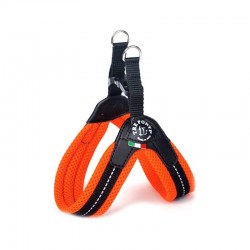 Tre Ponti Pile | Harnais avec clip pour petit chien et chat ultra confortable | Orange Fluo