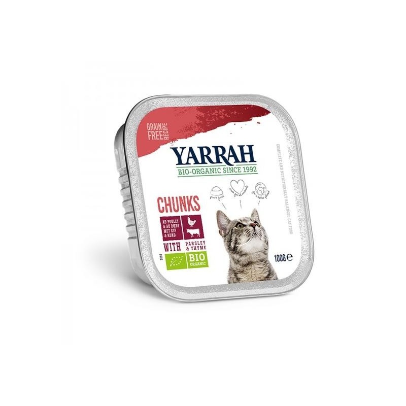 Bouchées de poulet et boeuf en sauce au persil et au thym, sans céréales chats Bouchées de poulet et boeuf en sauce au persil et au thym, sans céréales chats