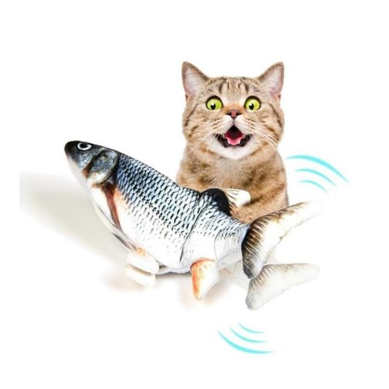 LOT DE 2 MAGIC FISH  | Partenaire de jeu idéal pour votre chat | Matières résistante, fonctionne avec une pile rechargeable