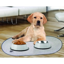 VENTEO | Tapis microfibre chiens et chats | Tapis de nourriture anti-dérapant | Noir ou Gris | Adulte | Lavable en machine