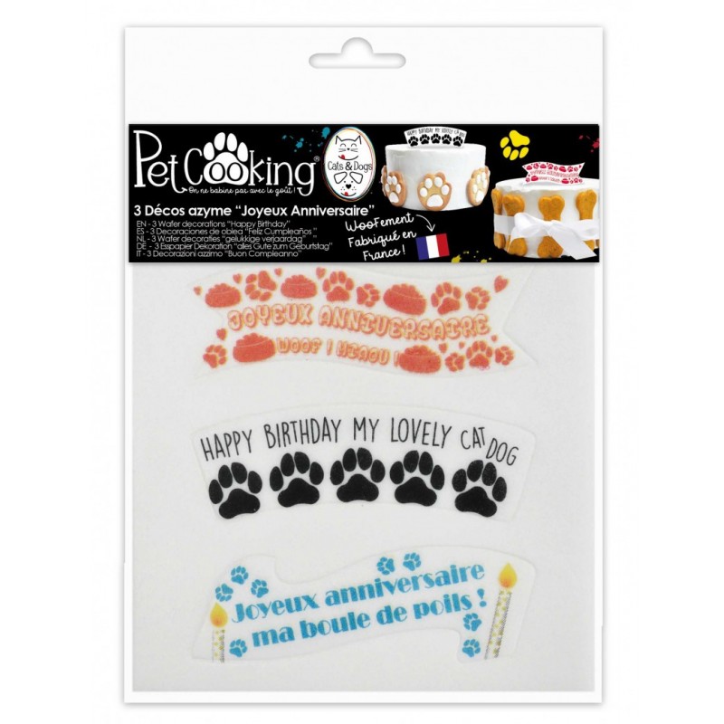 Petcooking 3 Decors Azyme Joyeux Anniversaire Pour Chien Et Chat
