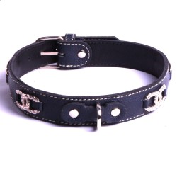 Collier Luxe en Cuir Accessoire Chien Fabrication Artisanale Fait main en France.