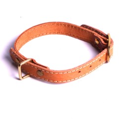 Collier cuir naturel chien chat création atelier maroquinerie By Mode France.
