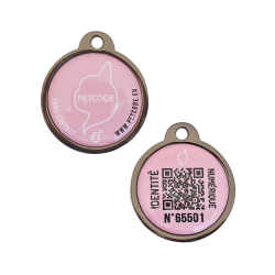 Médaille chien QR CODE NFC chien, légère, ROSE ou BLEU, Fabrication premium, médaille d'identification connectée