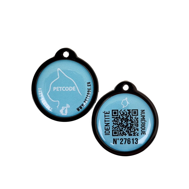 Médaille chat QR CODE NFC, légère, ROSE ou BLEU, Fabrication premium, médaille d'identification connectée