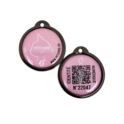 Médaille chat QR CODE NFC, légère, ROSE ou BLEU, Fabrication premium, médaille d'identification connectée