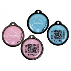 Petcode | Chat | Médaille d'identification connectée QR CODE NFC | ROSE ou BLEU | 25 mm