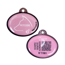 Petcode Inkya|Chien | Médaille d'identification connectée QRCODE NFC | Rose motif berger