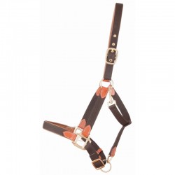 Licol pour chevaux ultra doux cuir et sangle Marron
