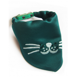 Chat || Bandana-Foulard Moustaches Emeraude