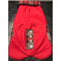 Manteau pour chien moyen Wouapy Kapo rouge intérieur écossais