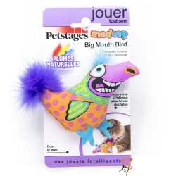 Petstages Big Mouth Bird | Oiseau à plumes avec herbe à chat | Jouet pour chat