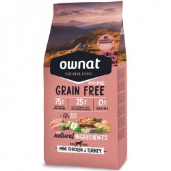 OWNAT PRIME Grain Free sans céréales au poulet & dinde pour petit chien adulte