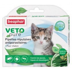 Beaphar VETOpure | 3 pipettes répulsives antiparasitaires chaton