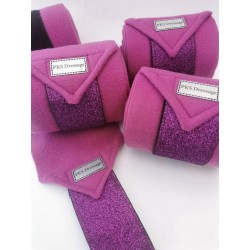 Set de quatre bandes de polo glitter cheval violette, protection cheval de dressage.