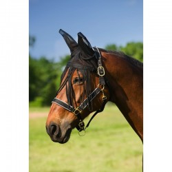 Bonnet mesh EQUITHÈME avec chasse-mouches marron taille cheval