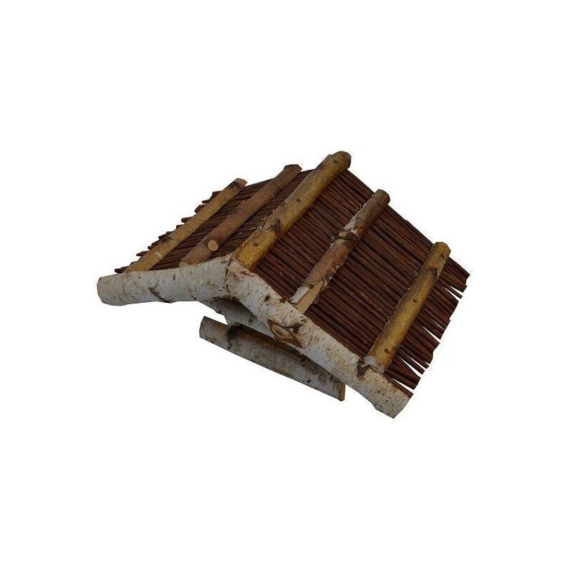 Mangeoire en bois de bouleau avec toit en osier