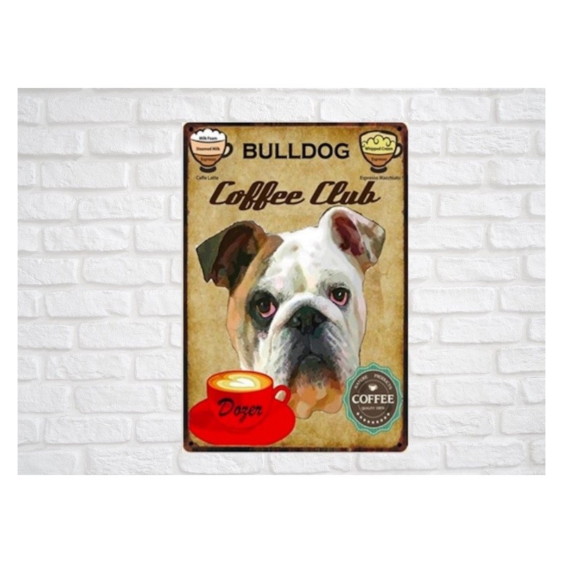 Gravure métal vintage "Bulldog Coffee Club"