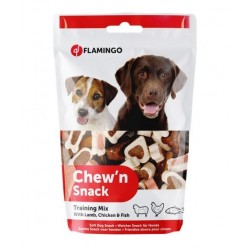 Flamingo Chew'n Snack Training Mix | Friandises pour chien en forme d'os et cœur | 150g