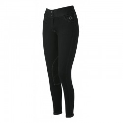 Pantalon EQUITHÈME "Pull-On" - Couleur : noir/blanc, femme