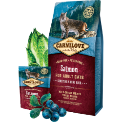 Carnilove Salmon for adult cats with sensitive digestion, long-haired cats