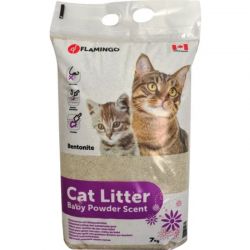 Flamingo | Litière pour chat Bentonite avec Poudre Bébé 7 kg