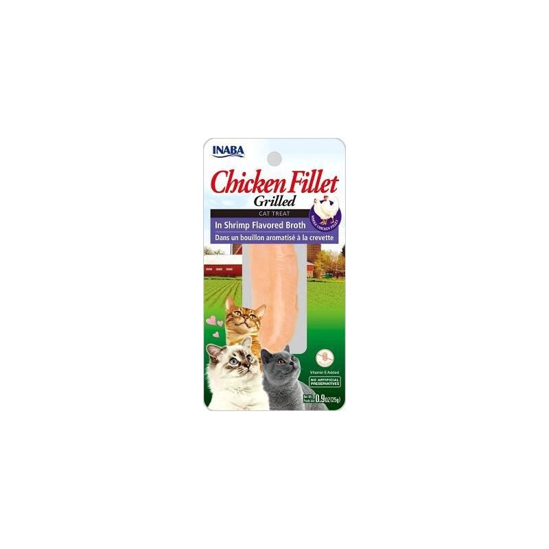Inaba Chat Friandise filet Poulet au Bouillon de Crevettes 25 g
