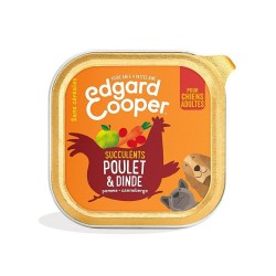 Edgar Cooper Barquette Patée Naturelle Chien Adulte Sans Céréales 150G Poulet/Dinde Frais