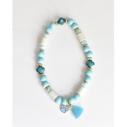 Loocky | Chien et chat | Collier Bijoux anti-tique répulsif perle EM Bleu