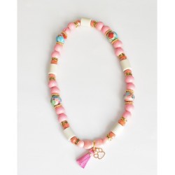 Loocky | Chien et chat | Collier Bijoux anti-tique répulsif perle EM Rose