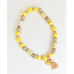 Loocky |  Chien et chat | Collier Bijoux anti-tique répulsif perle EM Beige Et Jaune