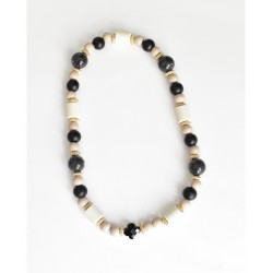 Loocky | Chien et chat | Collier Bijoux anti-tique répulsif perle EM Noir et beige
