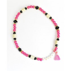 Loocky | Chien et chat | Collier Bijoux anti-tique Répulsif Perle EM Fuchsia