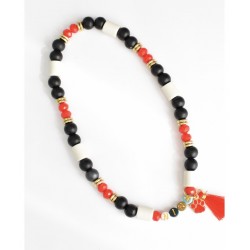 Loocky | Chien et chat | Collier Bijoux anti-tique répulsif perle EM Rouge et noir