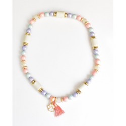 Loocky | Chien et chat |  Collier Bijoux anti-tique répulsif perle EM Bleu et beige