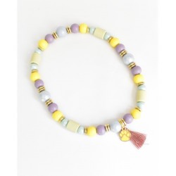 Loocky | Chien et chat | Collier Bijoux anti-tique répulsif Perle EM Violet et jaune