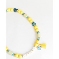 Loocky | Chien et chat | Collier Bijoux anti-Tique Repulsif Perle EM bleu et jaune