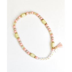 Loocky | Chien et chat | Collier Bijoux anti-tique répulsif Perle EM Rose Pastel