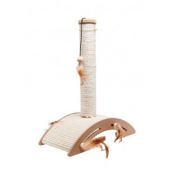 Flamingo Ella | Griffoir pour chat | Poteau et base en sisal avec jouets suspendus