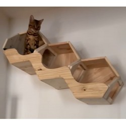 Parc Wood | Chat | Module mural hexagonal triple en bois