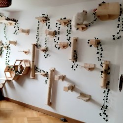 Parc Wood | Chat | Parcours Mural XXL en bois pour chat