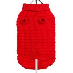 Pull en tricot texturé gaufré rouge / Urban Pup