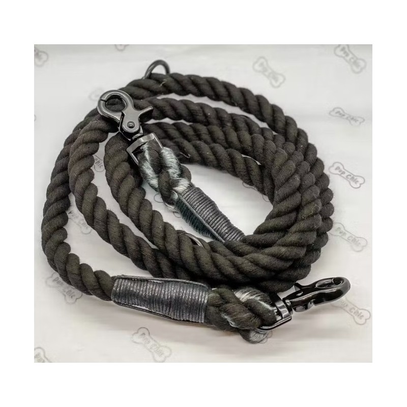 Laisse corde réglable noire/ Pup Chic Boutique