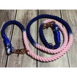 Pup Chic Boutique | Chien | Laisse corde ajustable rose et bleu Tye and Dye