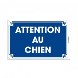 Plaque "Attention au chien" bleu